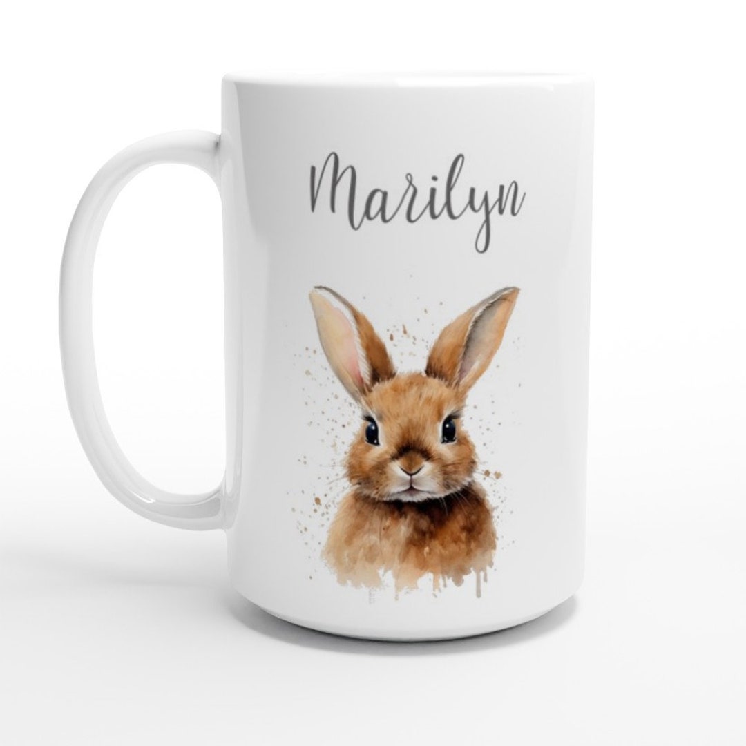 Personalized Bunny Rabbit Mug: Porcelain or Enamel Coffee Cup - Etsy