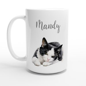Personalized tuxedo cat mug porcelain enamel coffee tea latte mug cup for tuxedo cat lovers