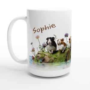 Taza personalizada de conejillos de indias esmaltada de porcelana para café, té y café con leche para los amantes de los conejillos de indias