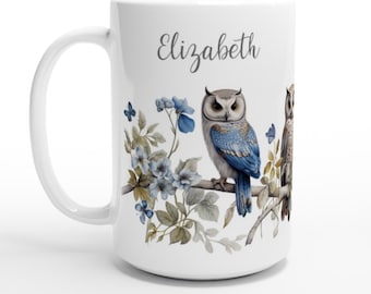 Personalized Owl Mug: Porcelain Coffee, Tea, Latte Cup