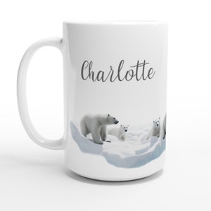 Personalized polar bear mug porcelain enamel coffee tea latte mug cup for polar bear lovers