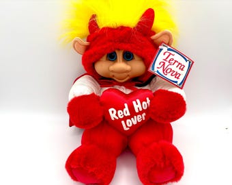 Vintage Terra Nova Troll Doll: 1992 Red Hot Lover with Original Tag