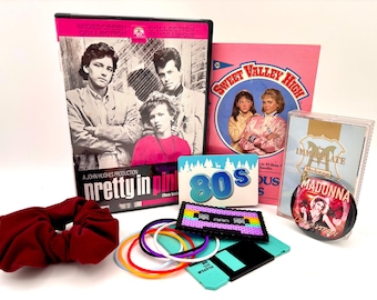 Pretty in Pink 80s Teen Gift Box, Retro 1980s Movie, Music & Teen Nostalgia Set