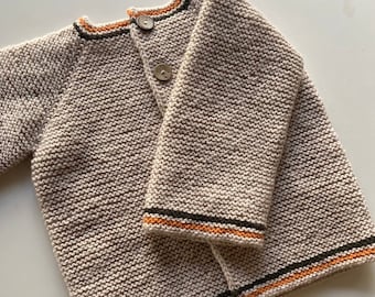 WHEAT Handknit Button Down Wool Baby Cardigan, Fall Series Wheat Baby Sweater