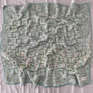 Handmade Organic Cotton Baby Blanket – Textured Knit | Green Confetti Yarn | Newborn Gift | Soft Cotton Heirloom Baby Shower Gift