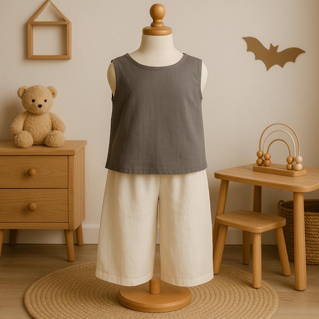Organic Muslin Toddler Girls Two Piece Set, Organic Muslin Baby Girl Set – Cross Back Top & Wide Leg Culottes | Summer Boho Outfit