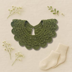 Handmade Crochet Baby Collar – Vintage-Inspired Detachable Peter Pan Collar for Girls – Organic Cotton Baby Accessory, Baby Gift