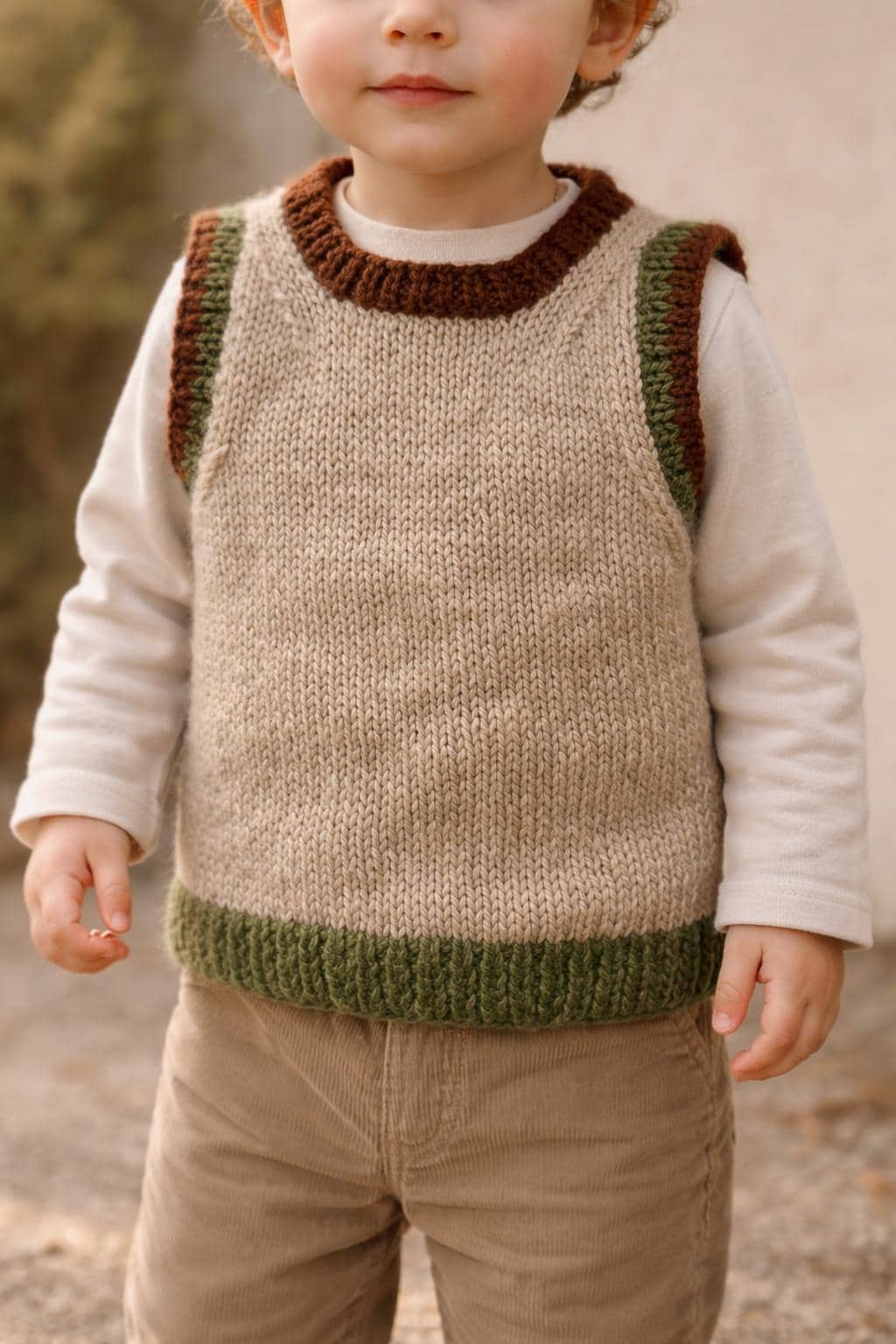 Hand-knit Alpaca Toddler Vest | Sleeveless Wool Waistcoat for Kids