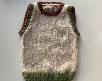 Chaleco suéter de alpaca marrón para niño pequeño, chaleco de punto para niños, ropa de bebé de lana, chaleco de alpaca de punto, chaleco de lana de punto, suéter sin mangas