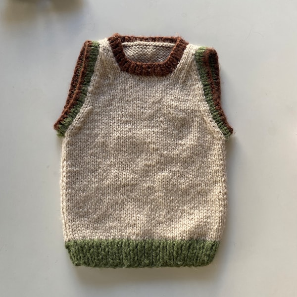 Pull sans manches en alpaga marron pour petit garçon, gilet tricoté pour enfants, vêtements de bébé en laine, gilet en tricot d'alpaga, gilet en laine tricoté, pull sans manches