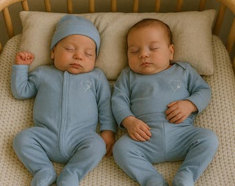 Cadeauset voor pasgeborenen van biologisch katoen: outfit voor babyjongen, muts, babyromper