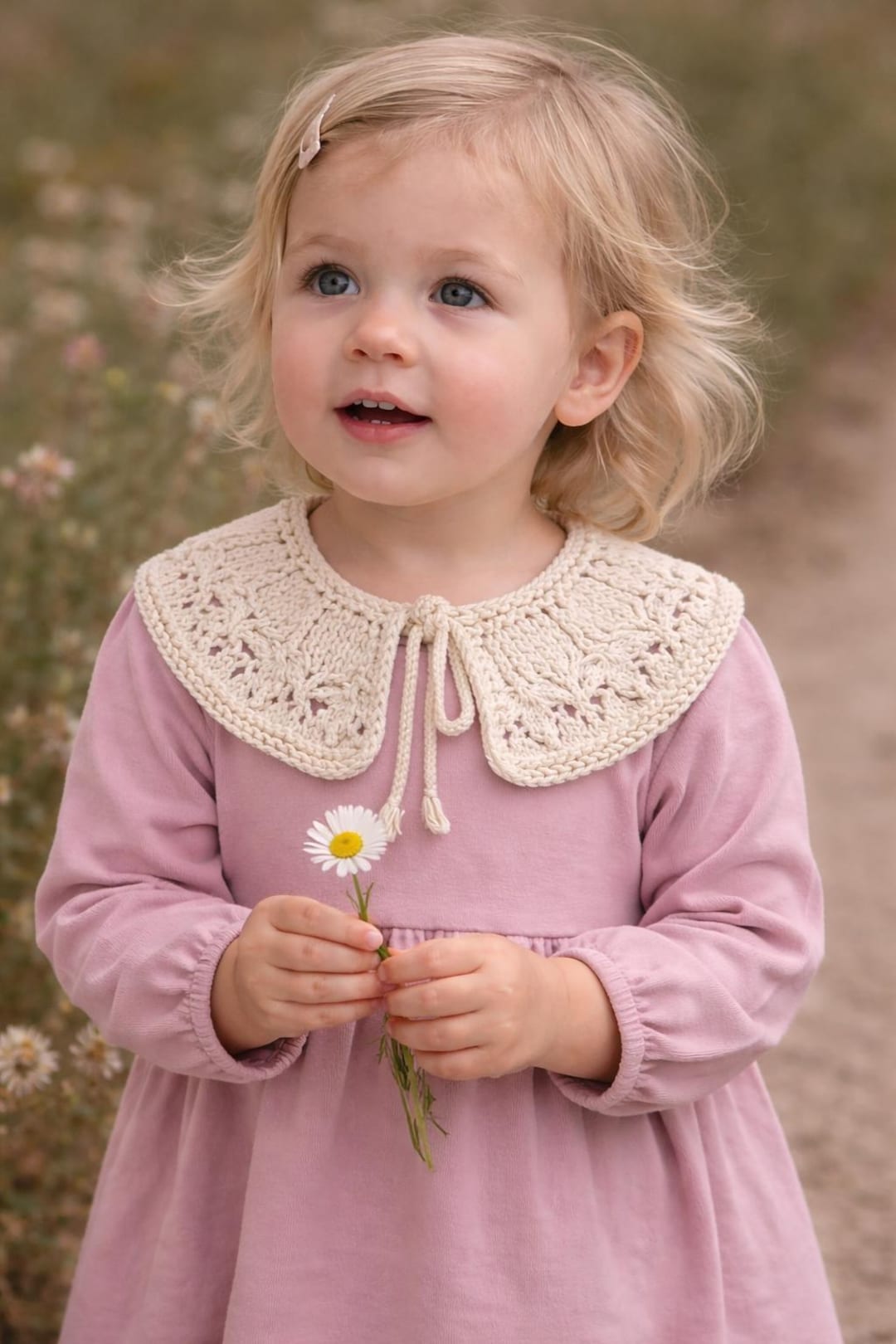 Lace Collar Acka ［kids］lace collar knit cardigan 90