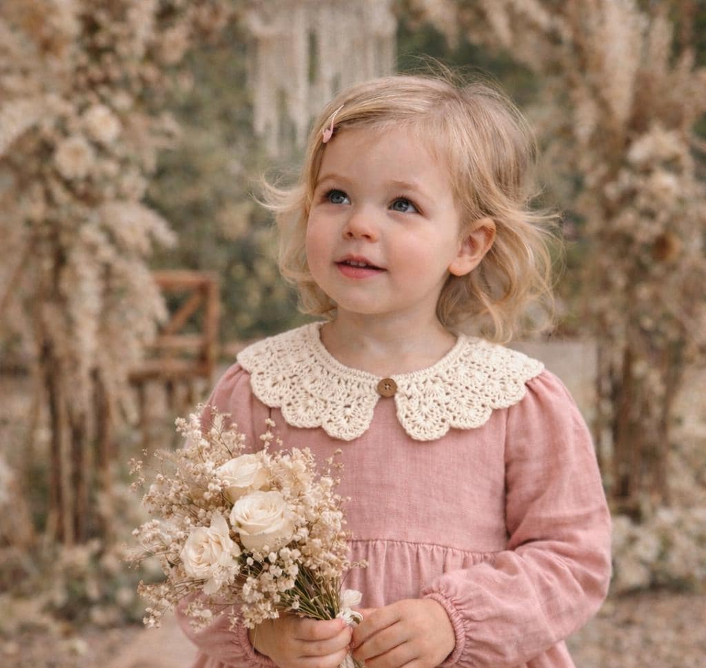 Handmade Crochet Baby Collar - Organic Cotton Vintage Peter Pan Style