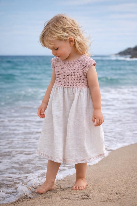 Handmade Boho Crochet Bodice Muslin Dress