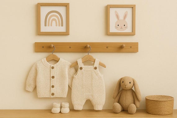 Organic Cotton Knit Baby Set: Cream Cardigan, Romper & Booties
