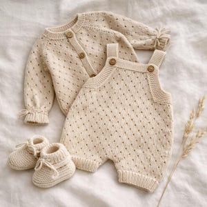 Conjunto para recién nacido para la salida del hospital / Conjunto de algodón orgánico para bebé / Regalo para baby shower / Conjunto de punto neutro / 0–3 meses