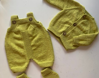 Lime Green Knitted Clothes for New Born Gift, Knitted Baby Booties for Babies, Baby Corchet Cardigan Gift for Baby, Washable Baby Romper