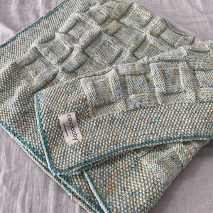 Handmade Organic Baby Blanket – Green Confetti Knit | Soft Cotton Crib Blanket for All Seasons - Soft Green & Beige Confetti Blanket