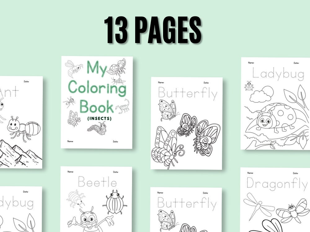 Printable Preschool Worksheets Coloring Book Insects Preschool Workbook ...
