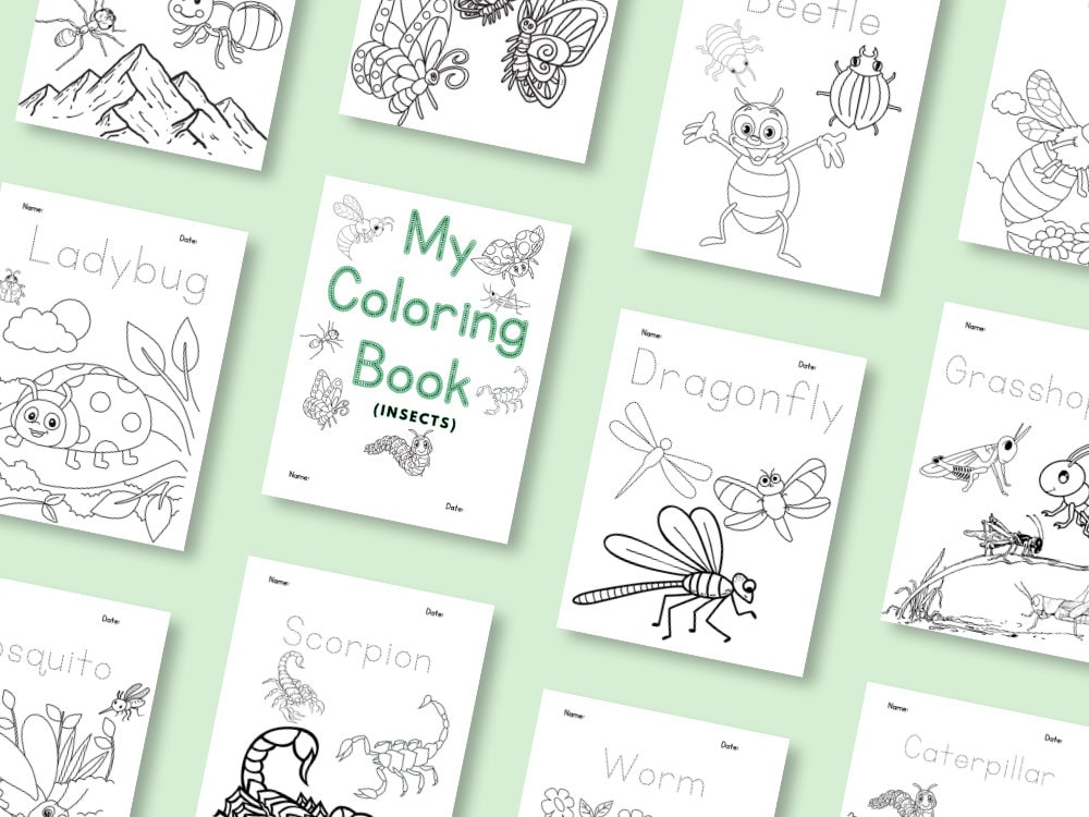Printable Preschool Worksheets Coloring Book Insects Preschool Workbook ...
