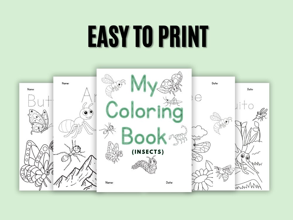 Printable Preschool Worksheets Coloring Book Insects Preschool Workbook ...