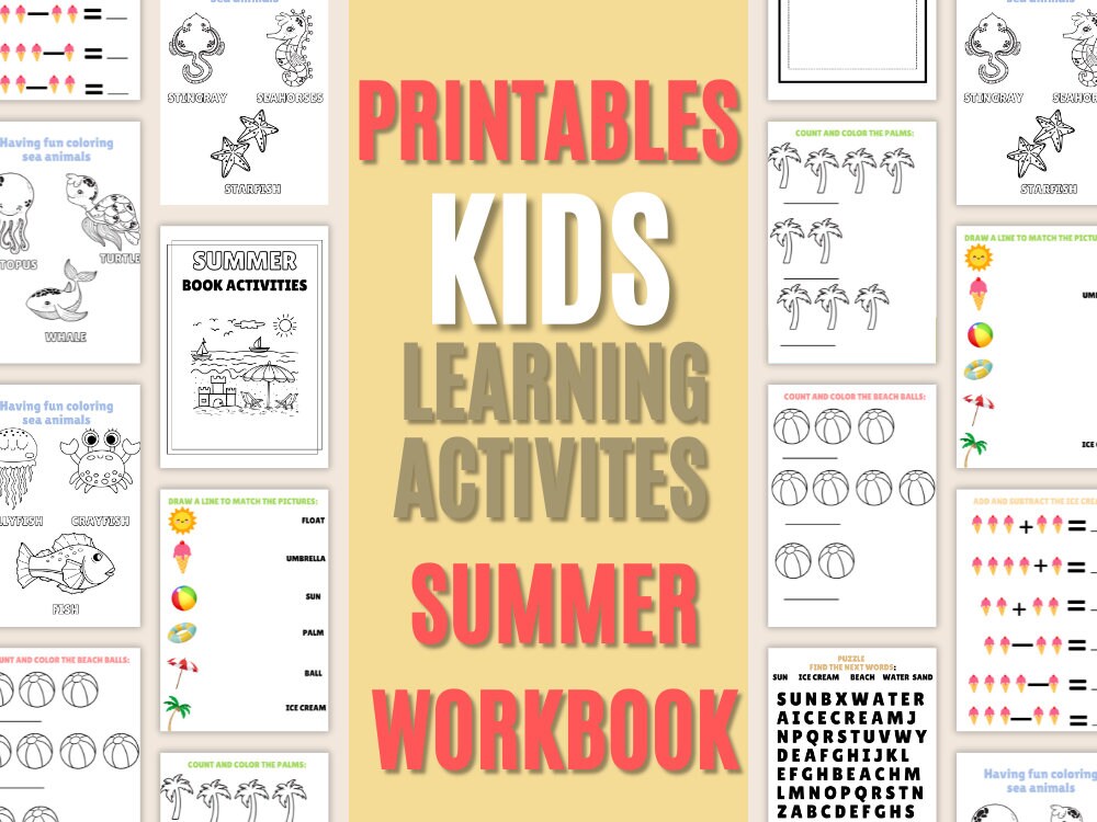 Printable Preschool Worksheets Summer Workbook Preschool Workbook 10 Pages Preschool Curriculum ...