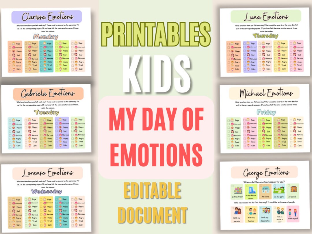 Editable Daily Emotion Chart Kindergarten Preschool Homeschool ...