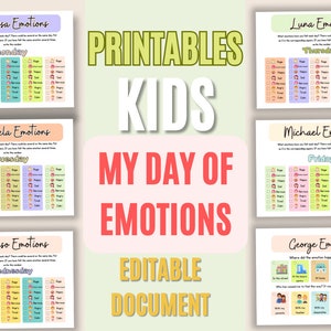 Editable Daily Emotion Chart Kindergarten Preschool Homeschool ...