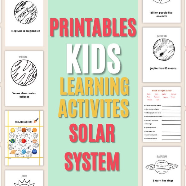 Printable Preschool Worksheets - Solar system activities - Preschool Workbook - 12 Pages - Preschool Curriculum.