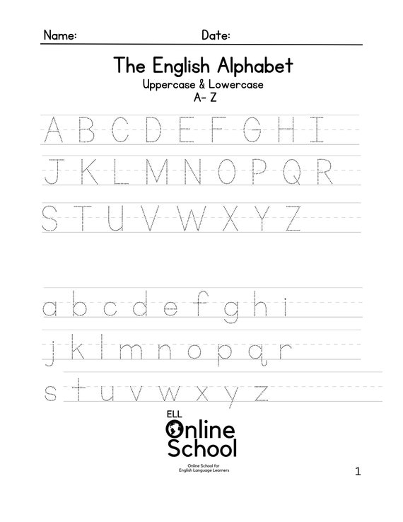 Practice Writing English Alphabet A-Z - Etsy