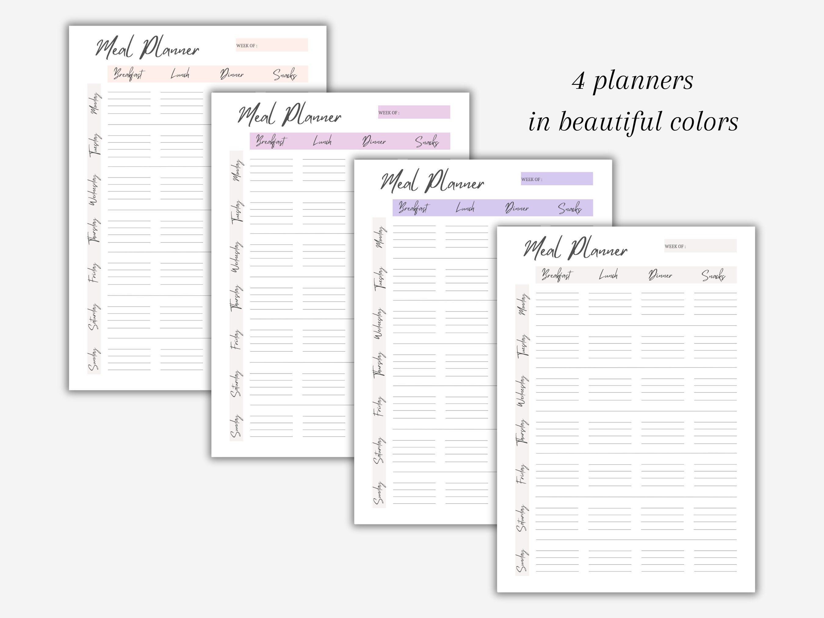 Weekly Meal Planner Bundle Printable Undated Planner Meal - Etsy
