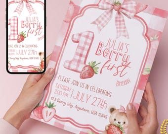 Berry First Birthday Invitation Template