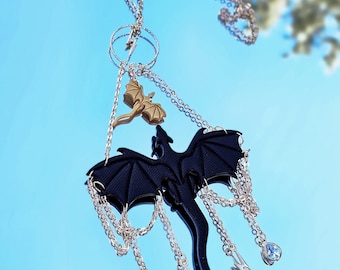Dragon Car Charm: Fantasy Car Hanger with Crystals & Chains