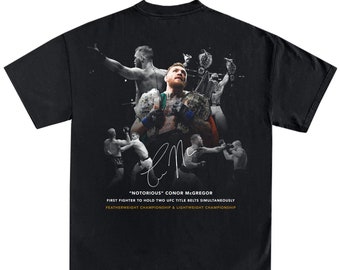 Notorious Conor McGregor UFC Vintage Cotton T Shirt Black Graphic MMA Irish Fighter Champion Unisex Boxy Fit Fan Bootleg Streetwear Ireland