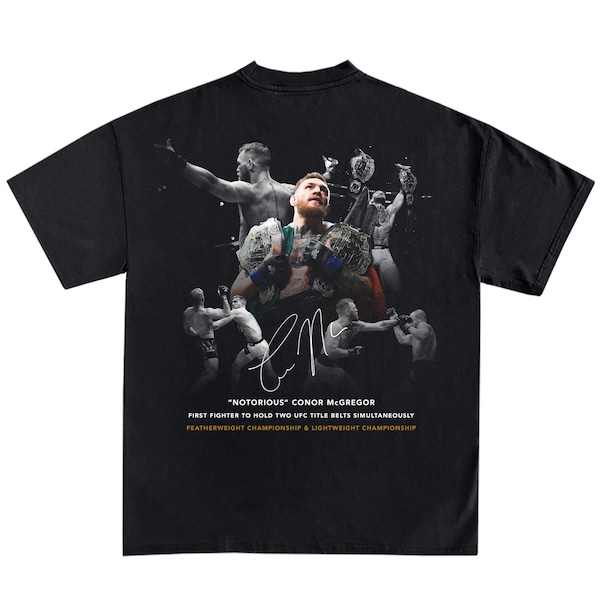 Notorious Conor McGregor UFC Vintage Cotton T Shirt Black Graphic MMA Irish Fighter Champion Unisex Boxy Fit Fan Bootleg Streetwear Ireland