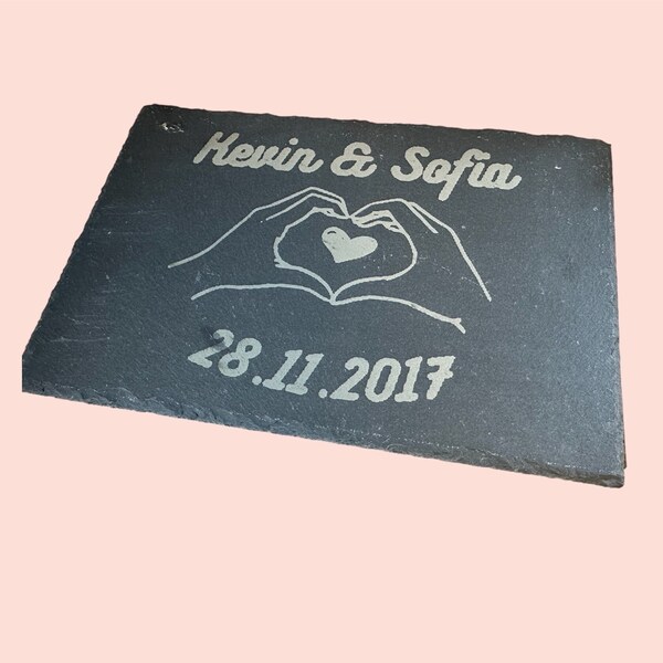 Liebesbeweis - Namensschild mit Datum - Schieferplatte - Personalisiert 30x20cm