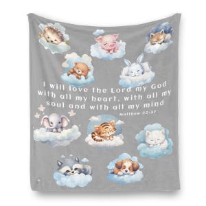 Matthew 22:37 Baby Blanket, Love the Lord Bible Verse Blanket, Christian Baby Shower Gift, Faith Nursery Decor, Scripture Identity Blanket