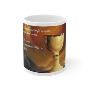 Psalms 23:5 Ceramic Mug 11oz, Embrace Peace and Comfort w/our Psalms 23 Mug Collection, Sip Serenity With Every Cup!