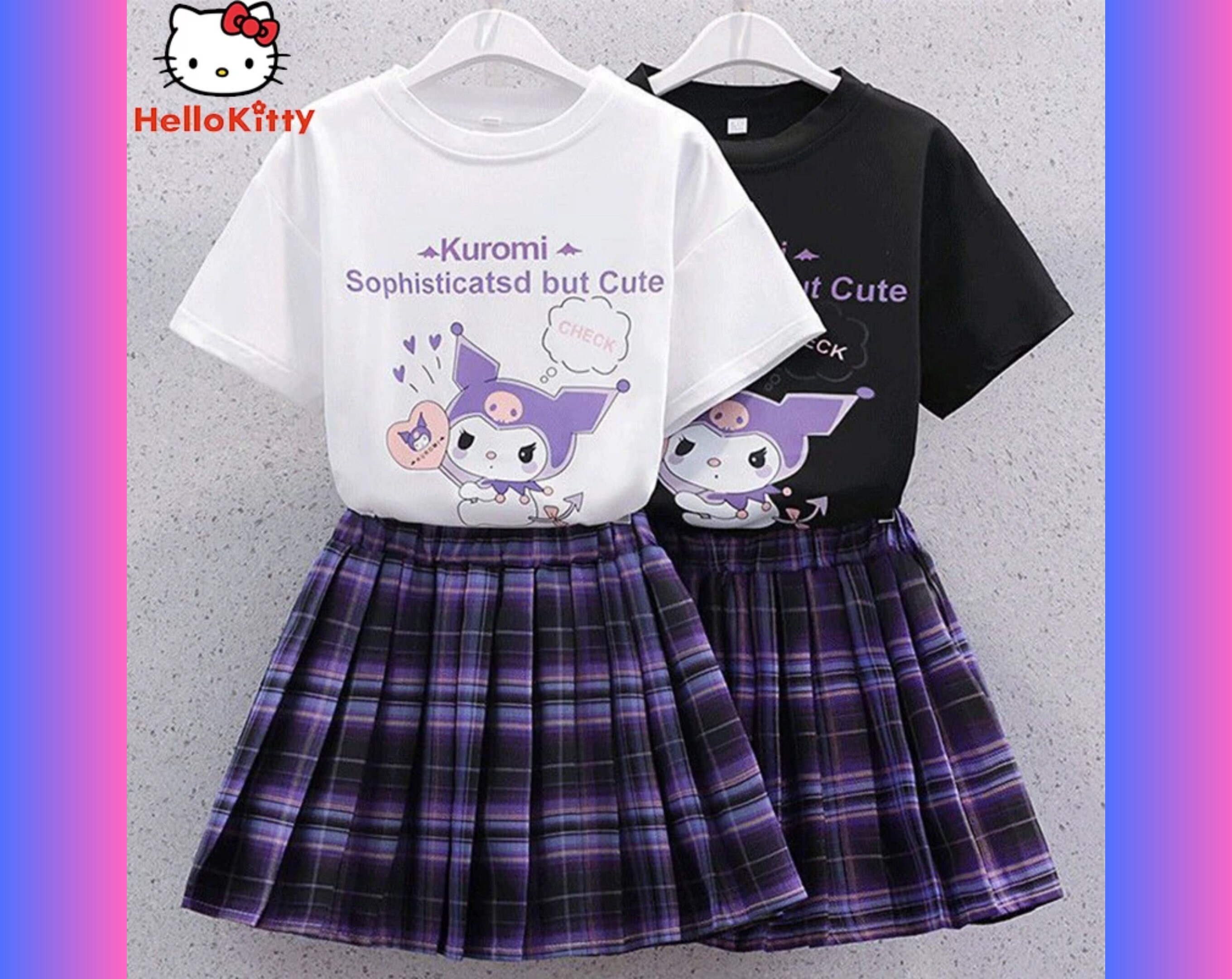 Kuromi Skirt and Top Set Most Adorable Kuromi Set Perfect Etsy Finland