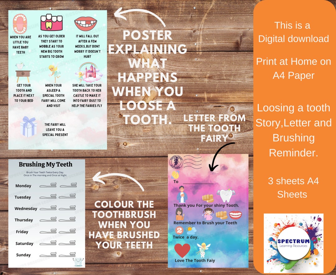 Tooth Fairy Loosing A Tooth Letter Chart social story Etsy Portugal