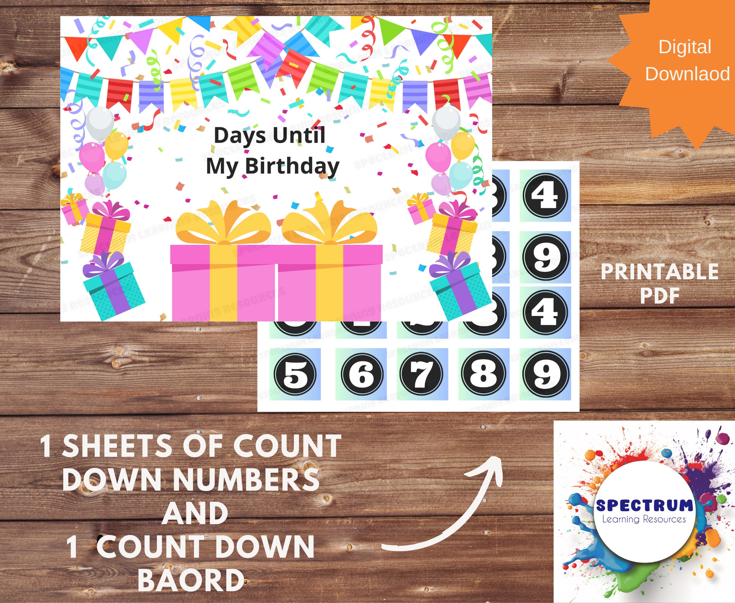 Birthday Count Down Calendar Visual Aid Toy Child Autism Toddler Days