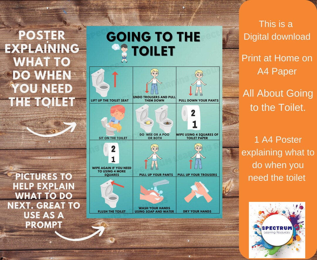 Toilet Routine Poster Toilet Visual Chart Autism Toddler Toilet