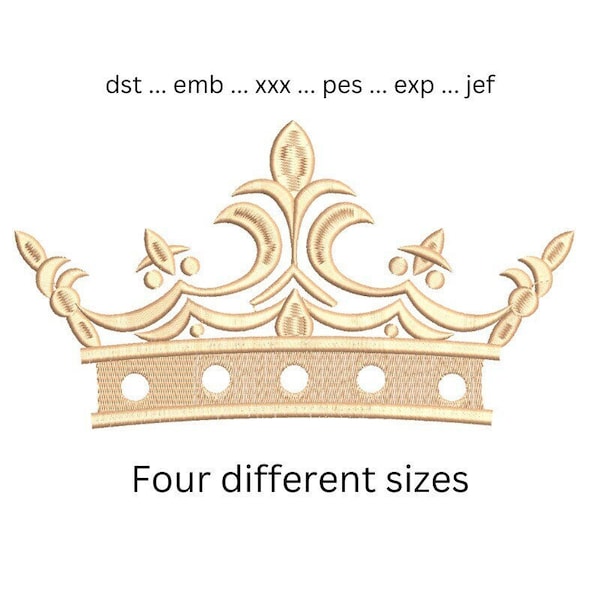 Crown embroidery design 4 sizes