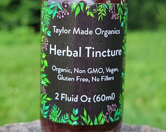 Elderflower Tincture 2oz, Glycerin Base, Organic Elderflower, Elderflower Extract, Herbal Extract, Herbal Tincture, No Fillers