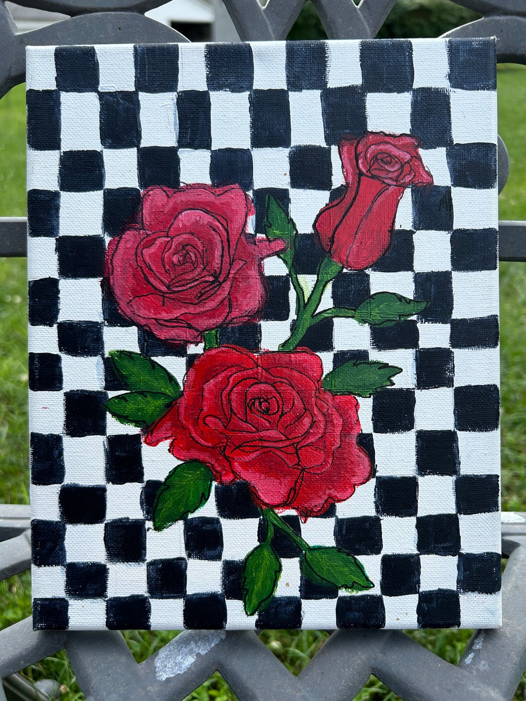 Checkered Roses - Etsy