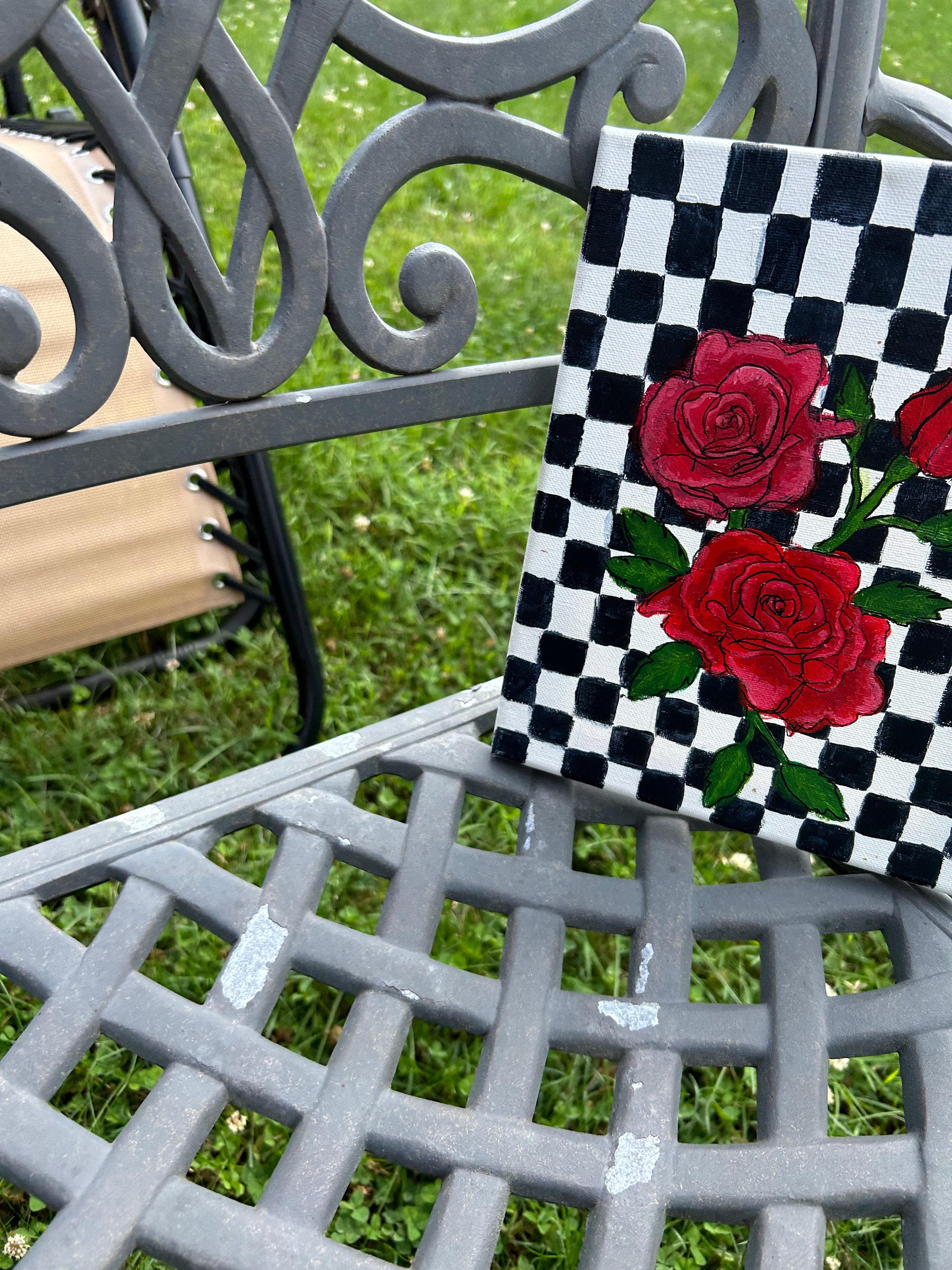 Checkered Roses - Etsy