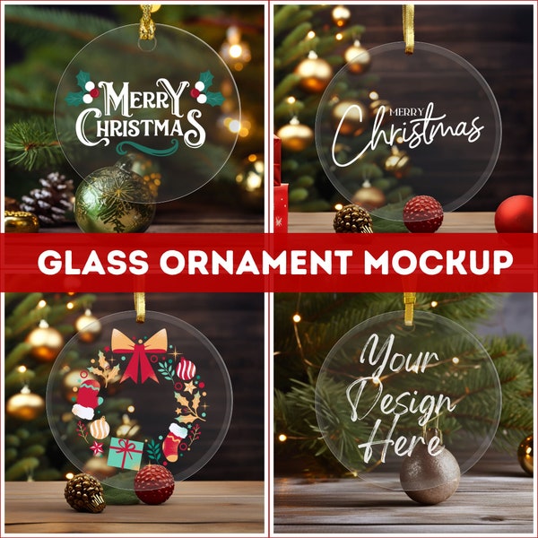 Christmas Glass Ornament Mockup Bundle Christmas Ornament Glass Mockup Bundle