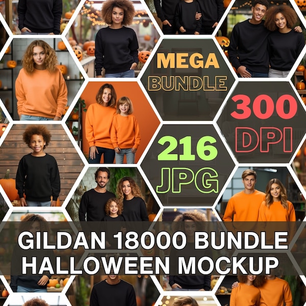 Gildan 18000 Halloween Mockup Mega Bundle Gildan 18000 Halloween Mockup Gildan Sweatshirt Gildan Halloween Set 1