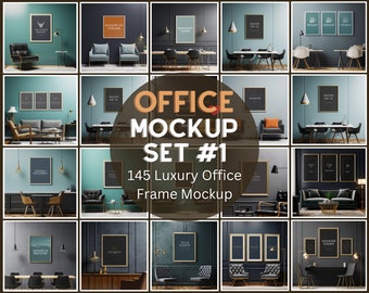 Luxury Office Mockup Set Bundle Office Wall Mockup Frame Office Art Print Mockup Poster Mockup Luxury Office Mockup photo home office mockup