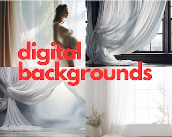 Digital Backdrops White Sheer Curtains Studio Digital Background Maternity Maternity  Backdrops Photoshop Overlay PNG